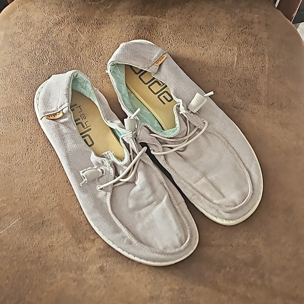 Hey Dude Wendy Chambray Beige Size 6